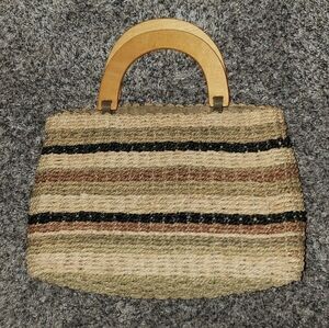 Faded Glory| Woven Texture and Wooden Handled Purse